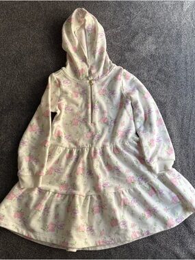 Janie and Jack Cream Hoodie Zip Dress